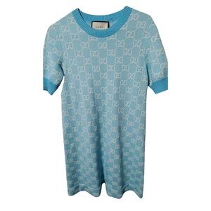 Gucci Light Blue Patterned Knitwear